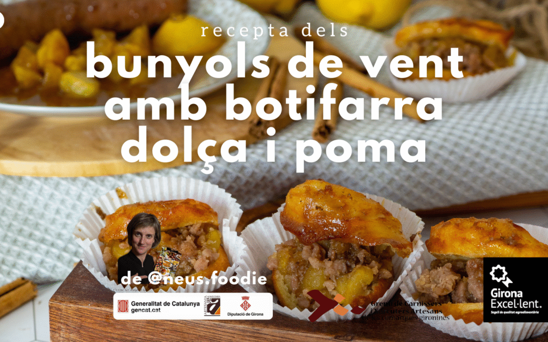 Bunyols de vent amb botifarra dolça i poma