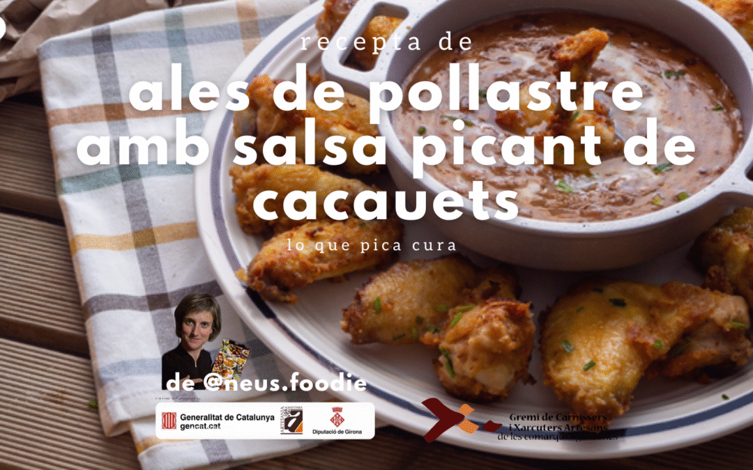 Ales de pollastre amb salsa picant de cacauets